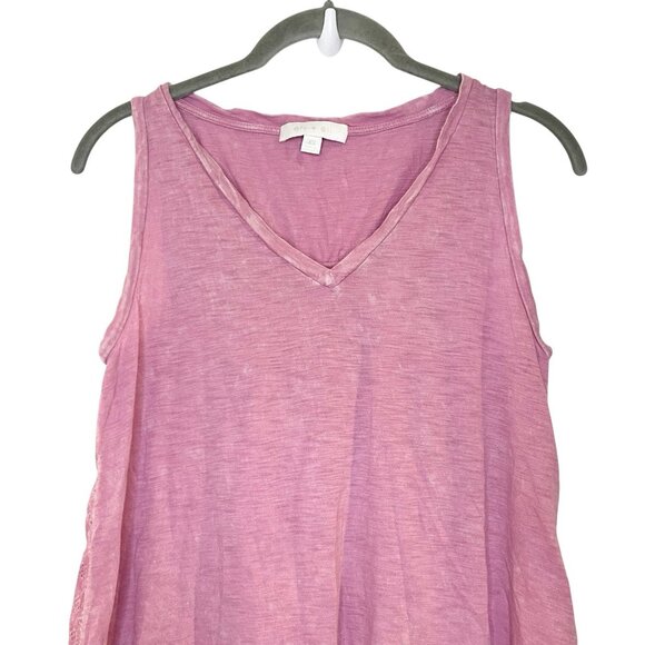 Eri + Ali Anthropologie Pink Lilac Eyelet Embroidered Back Tank Top Cotton Sz XS - Picture 3 of 6